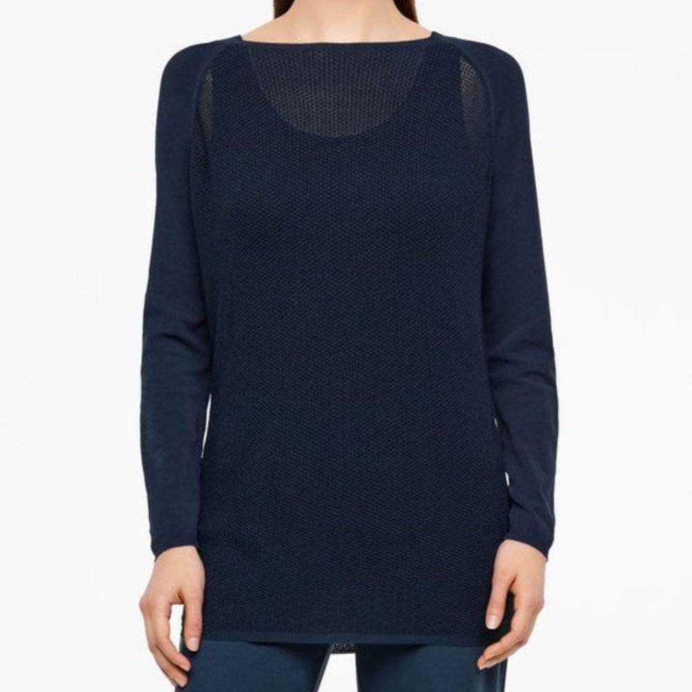Sarah Pacini Long Mesh Sweater in Teal NEW